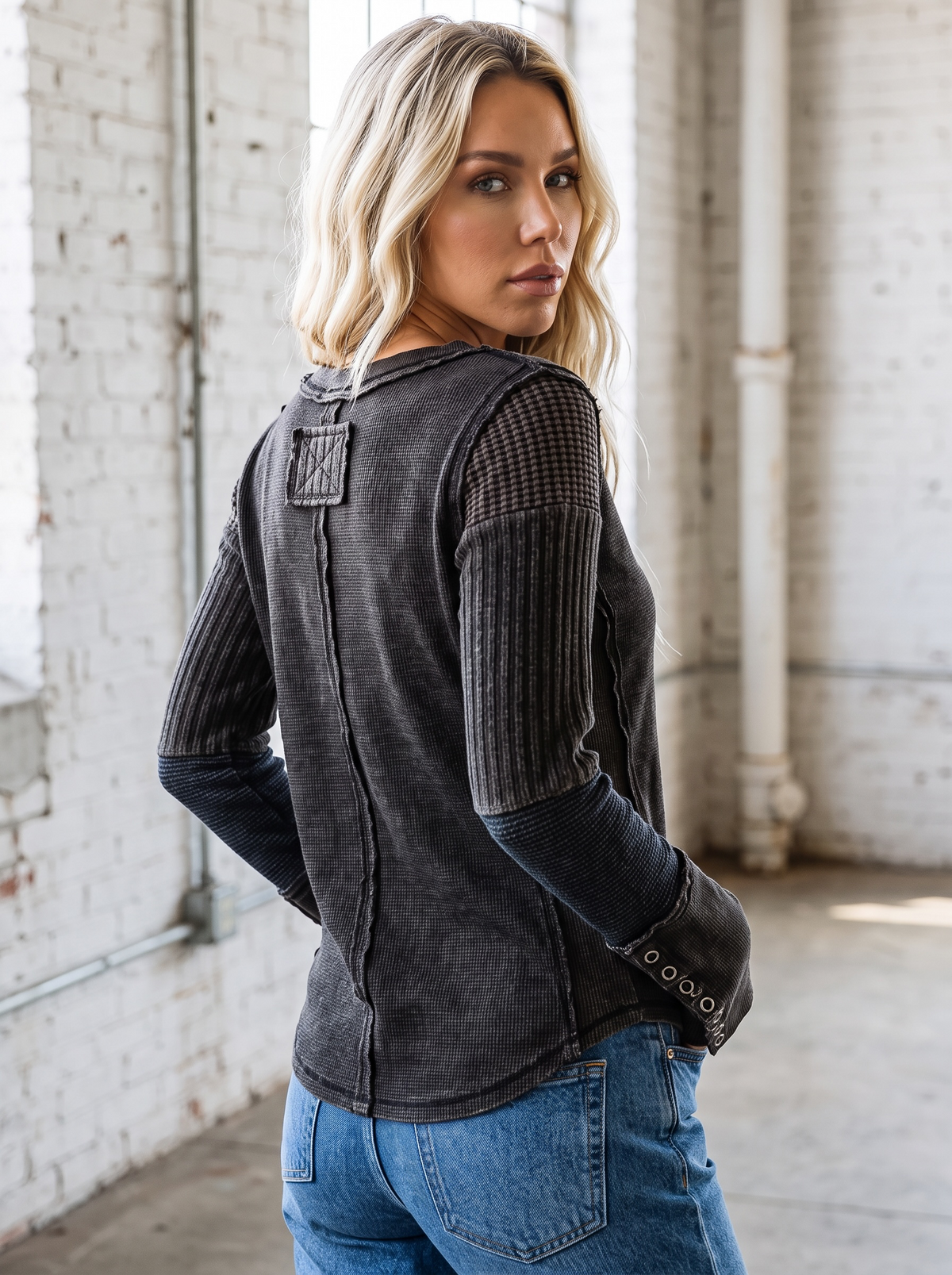 Oli & Hali Contrast Textured Henley
