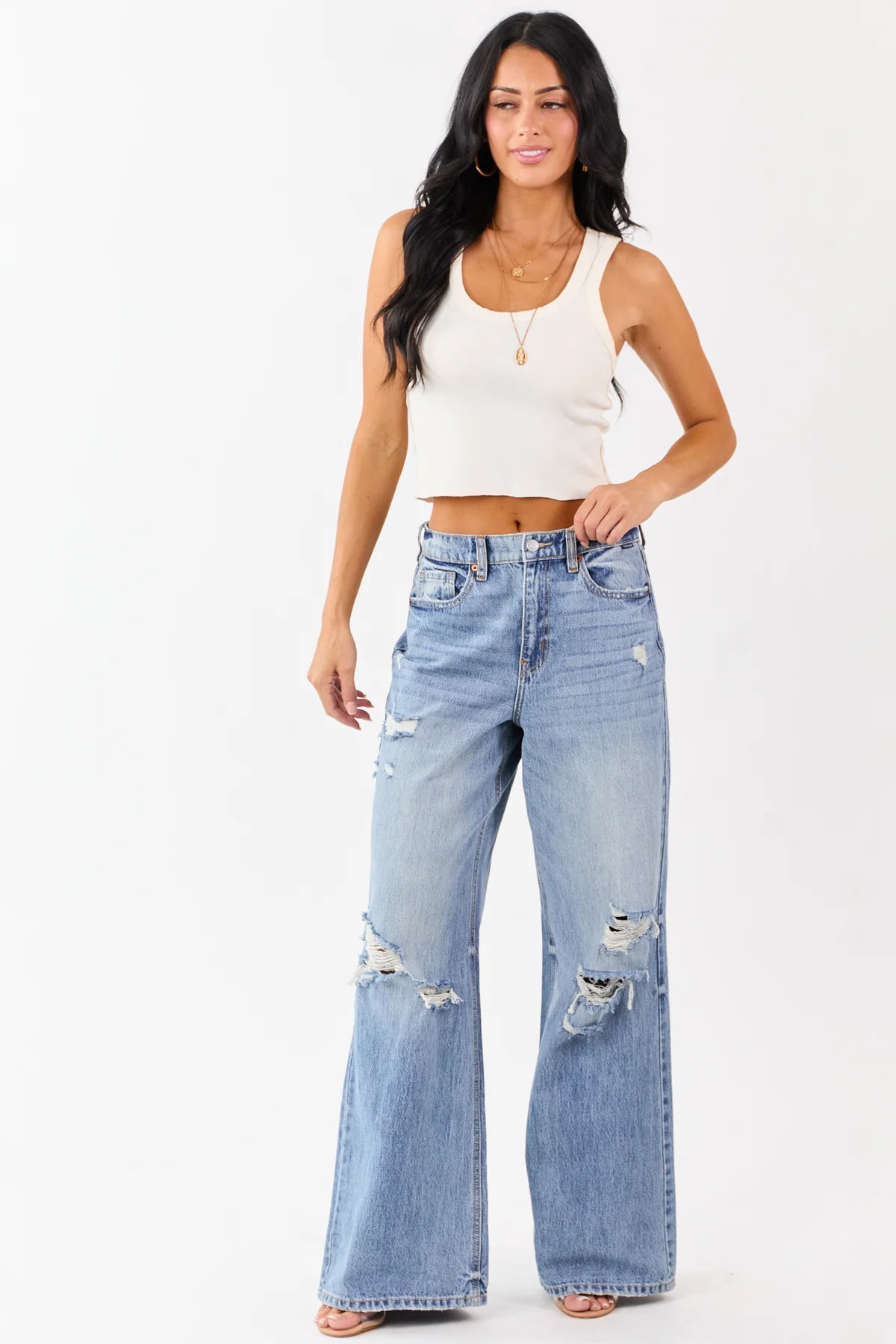 Cello High Rise Wide Leg Jeans