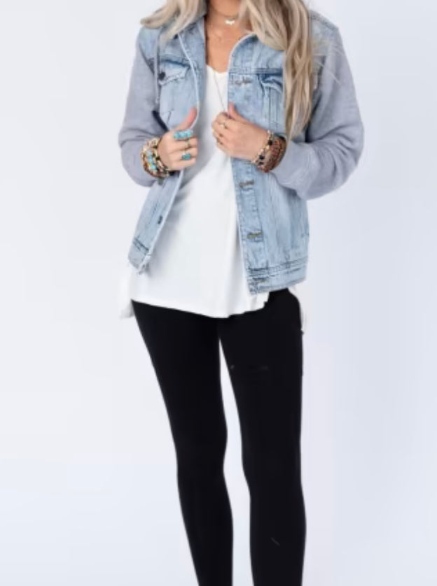 Women's Denim  Jacket with Fleece Hoodies