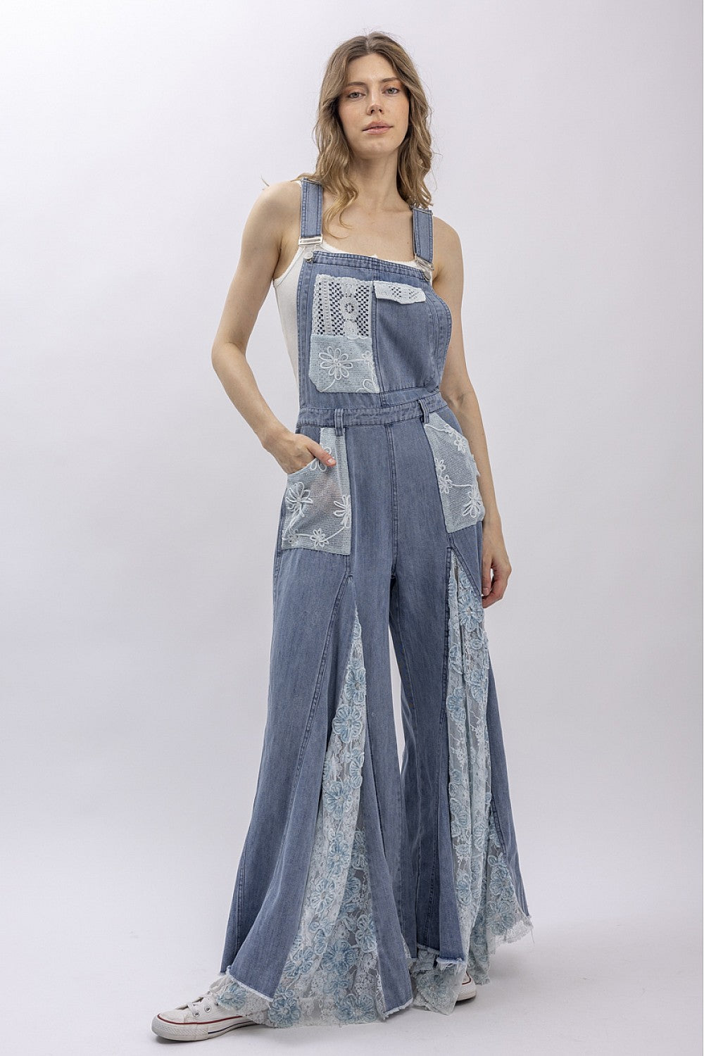 PREORDER- Lace Panel Overalls