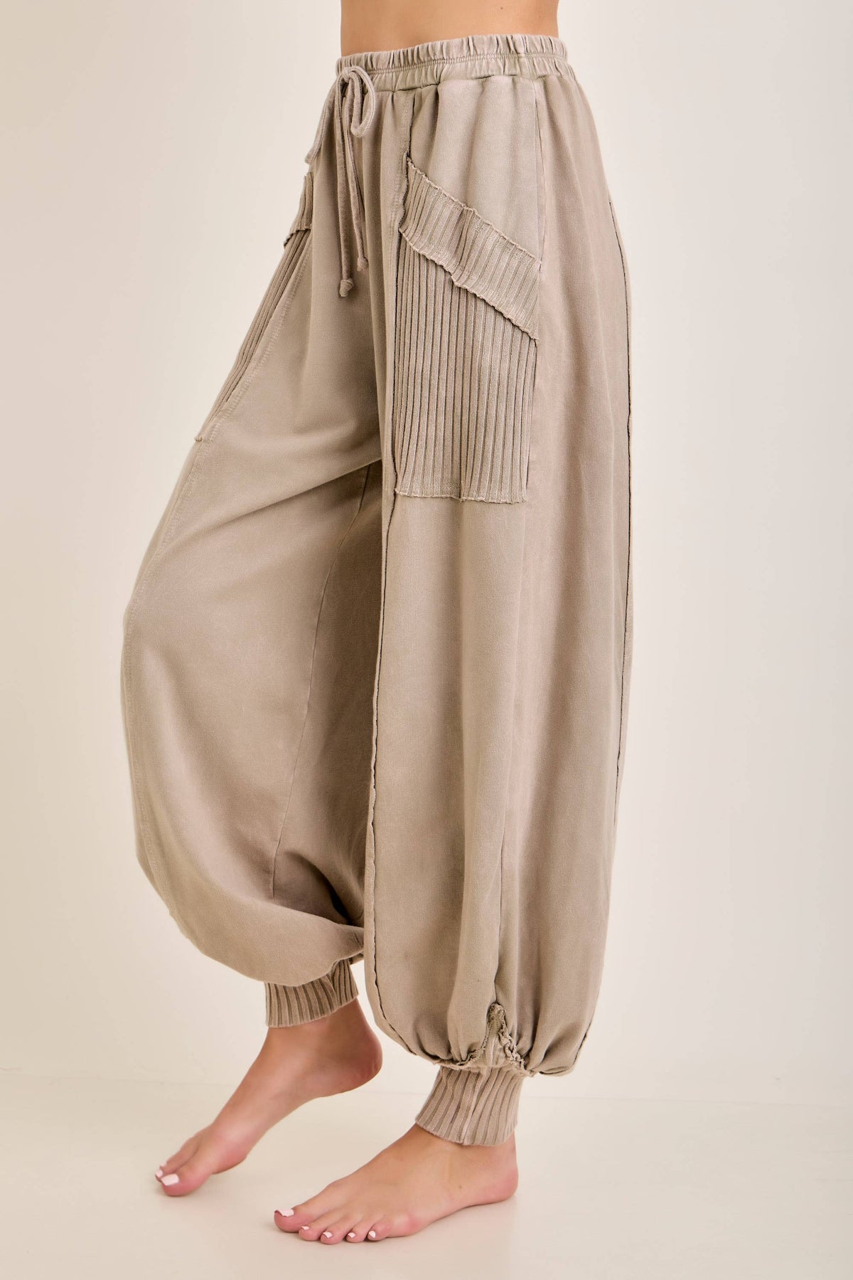 Zen Mineral Washed Ribbed  Baggy Lounge Balloon Pants HP7610
