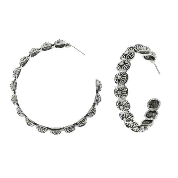 Western Concho Hoop Earrings