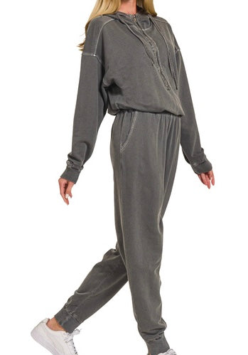 Washed Hoodie Jumpsuit