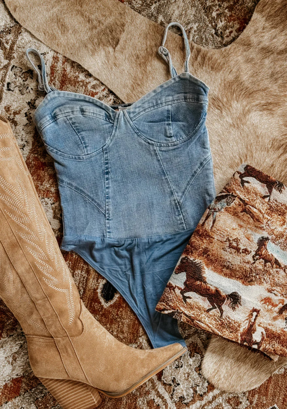 Denim Bustier Bodysuit