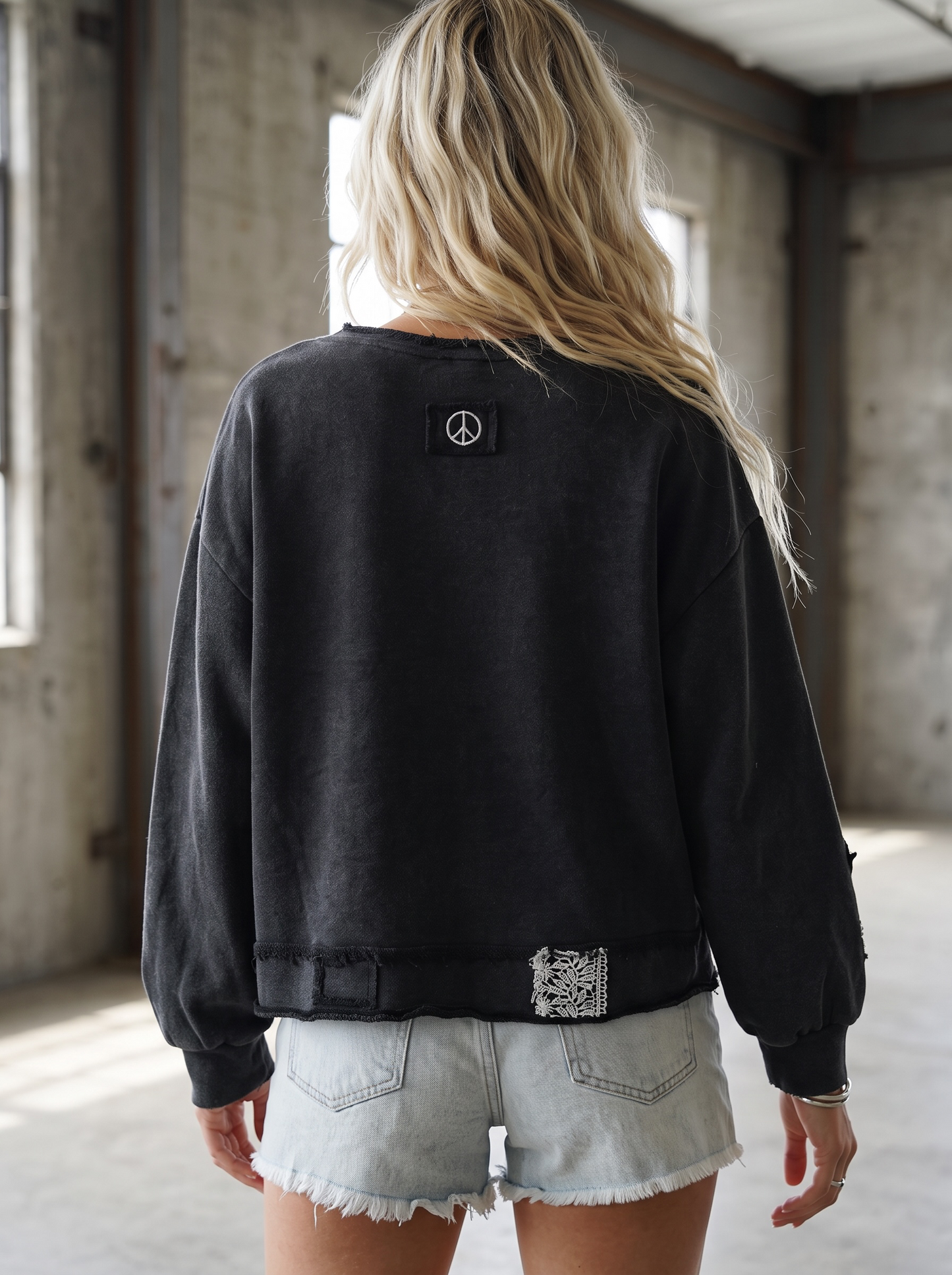 POL Patch Cross Cropped Sweatshirt