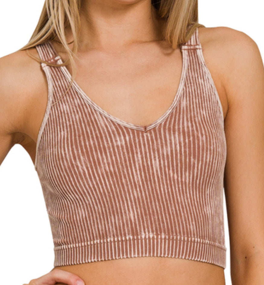 Ribbed V-Neck Crop Brami