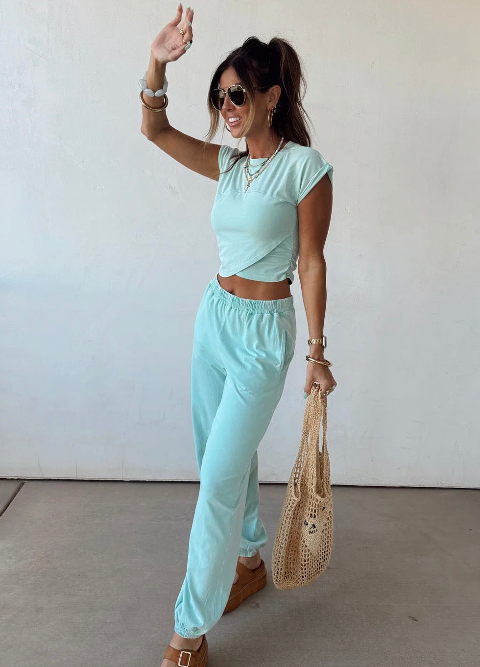 Washed Crop Top & Jogger Set