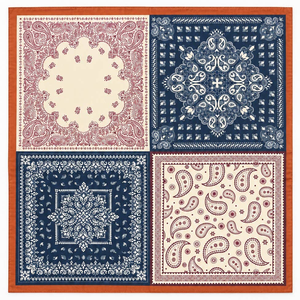Patchwork Paisley Bandana Printed Square Scarf | 40SC761