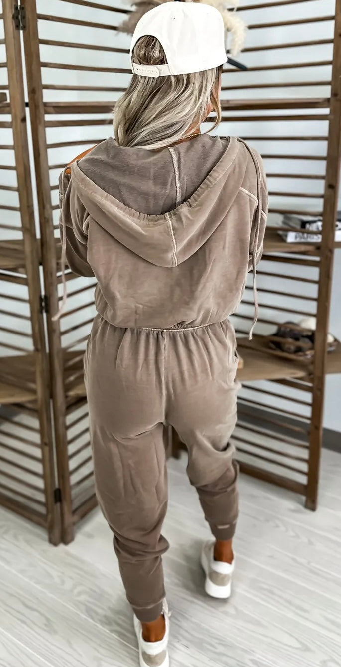 Washed Hoodie Jumpsuit