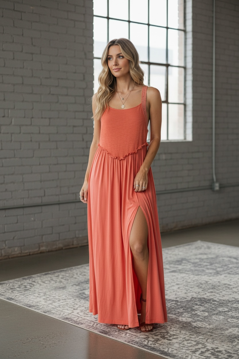 POL Slit Maxi Dress