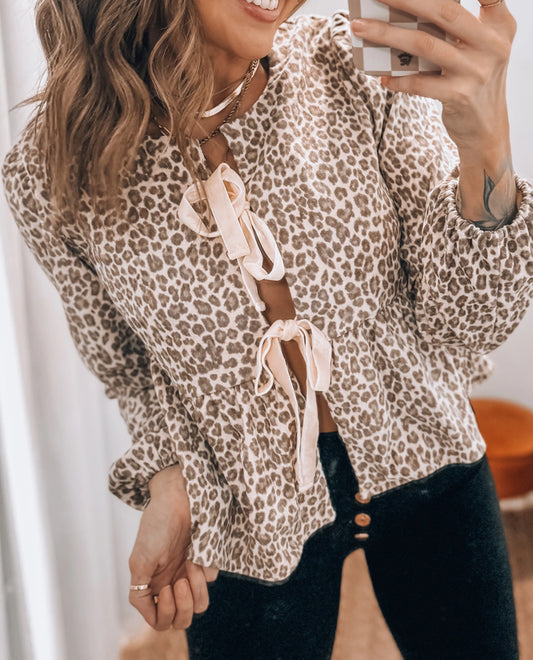 Very J Leopard Tie Front Jacket