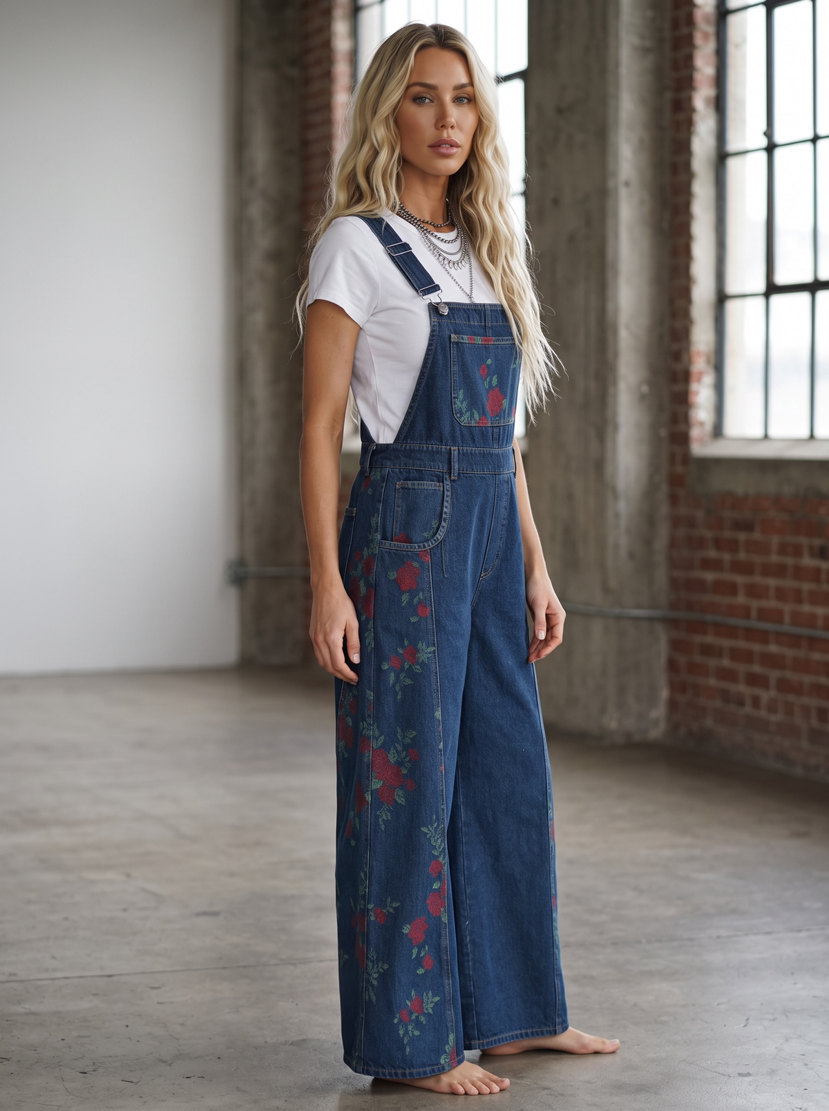Eesome Rose Print Overalls