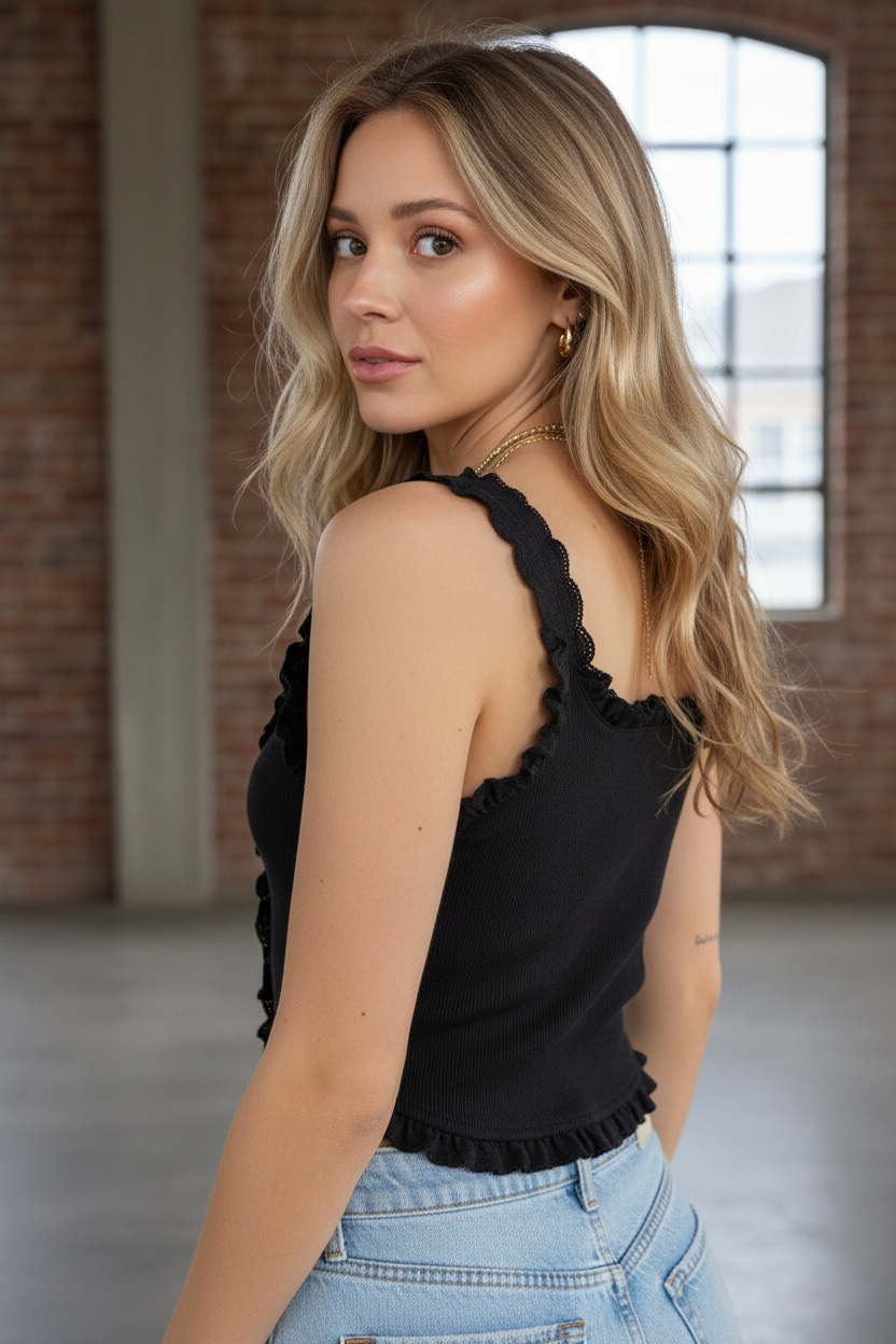 PREORDER - Ruffle Trim Tank