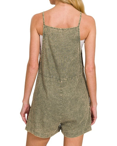 Washed Tie Strap Romper