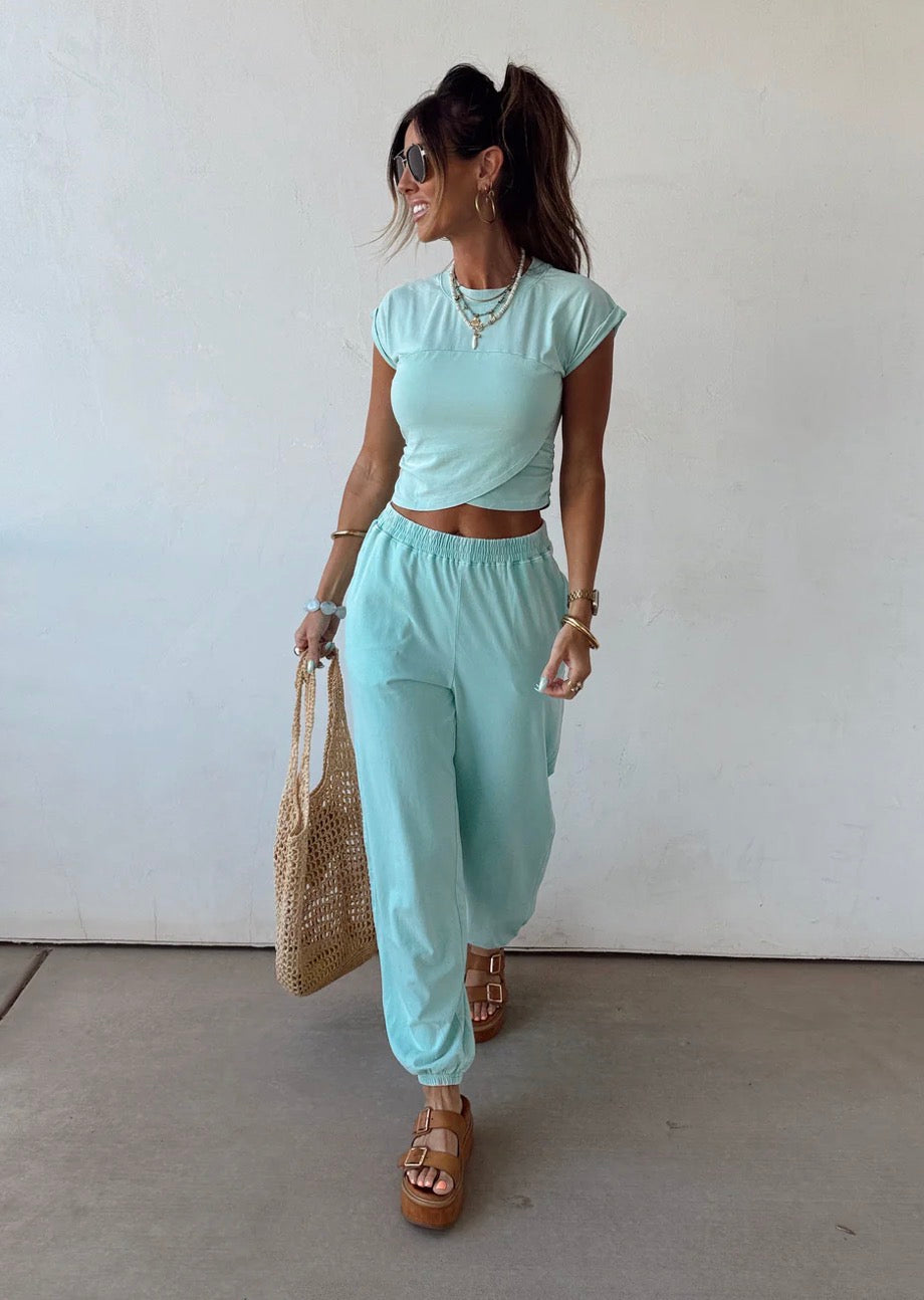Washed Crop Top & Jogger Set