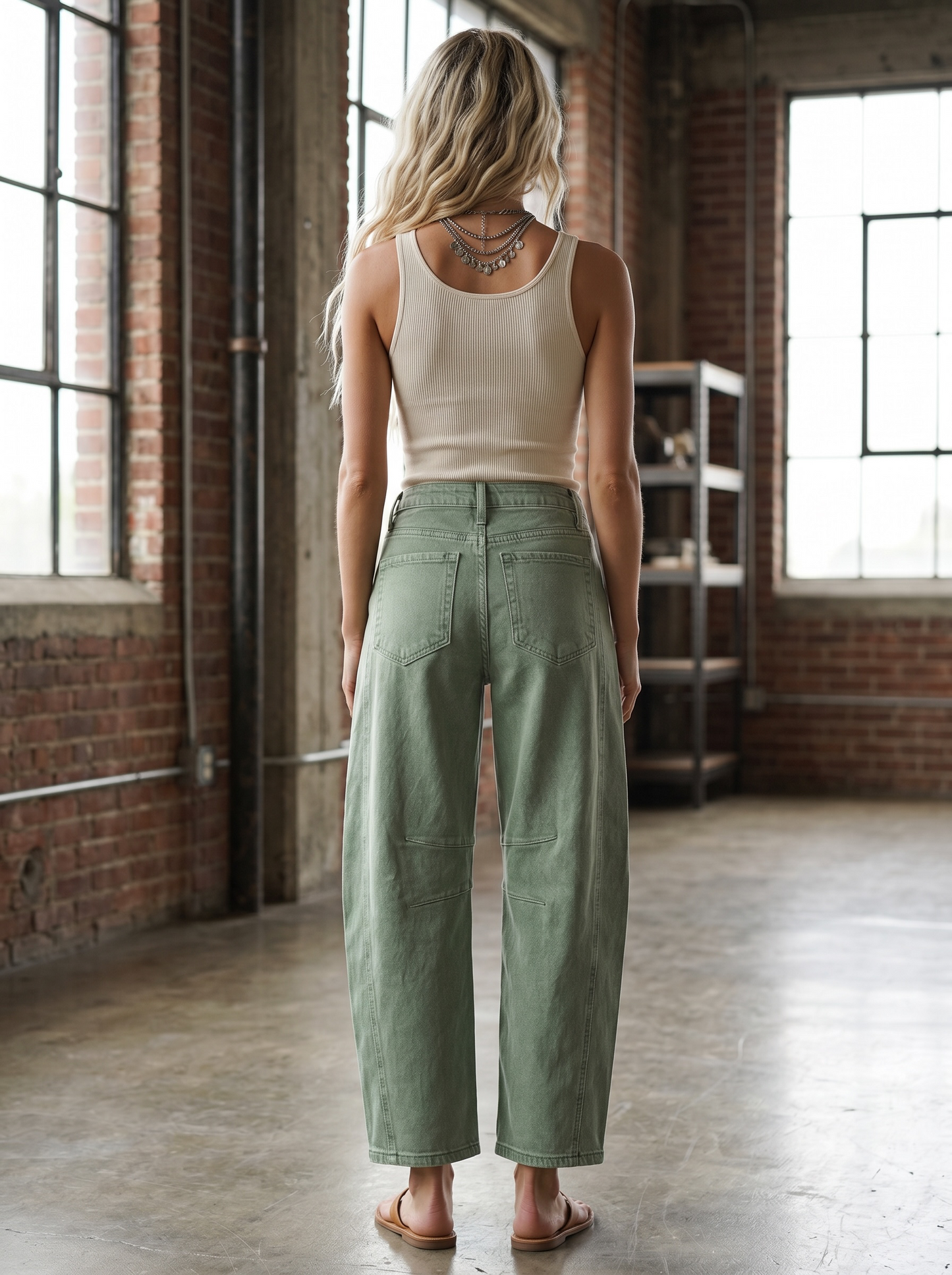 Colored Denim Barrel Jeans