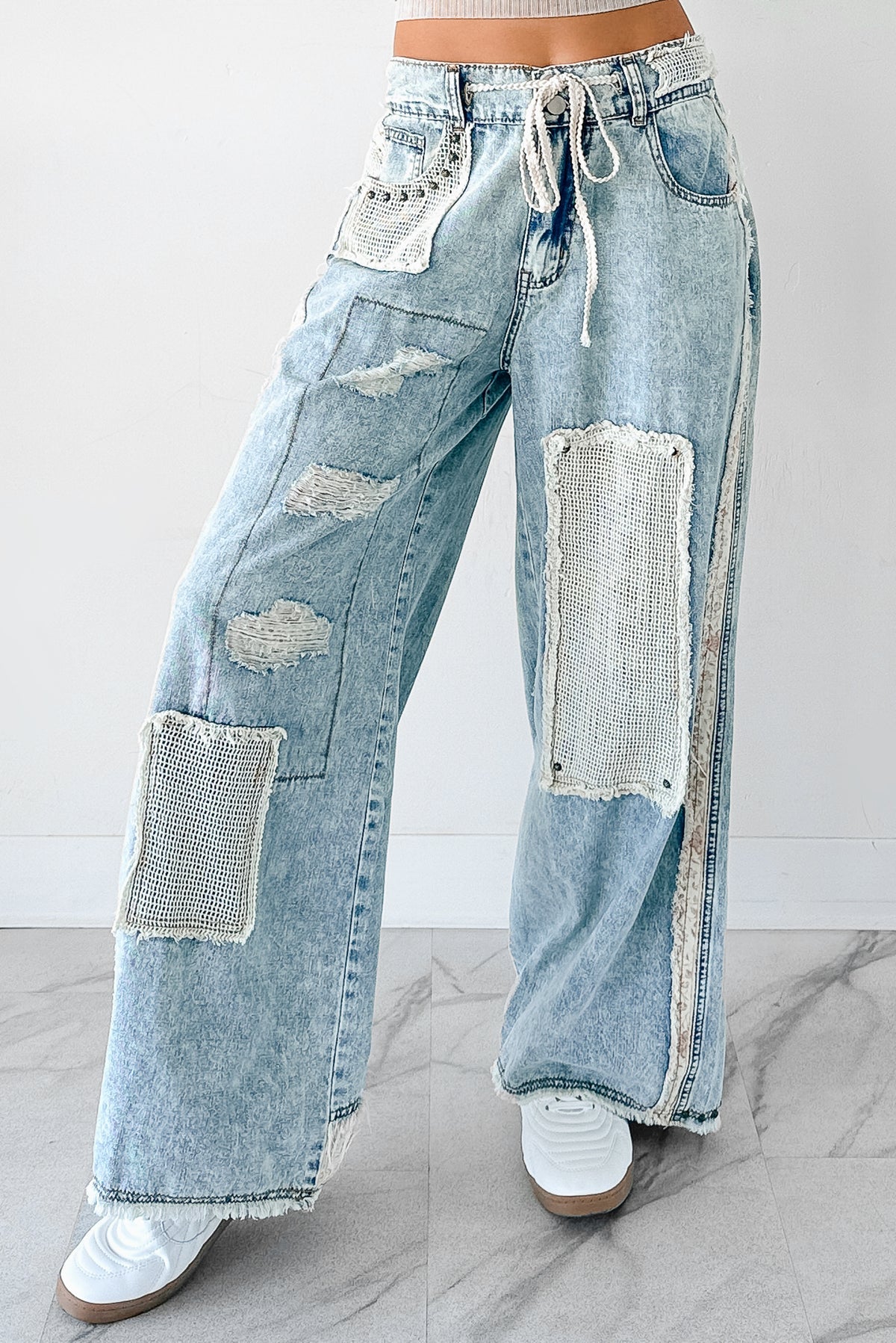 PREORDER- POL Wide Leg Patch Jeans