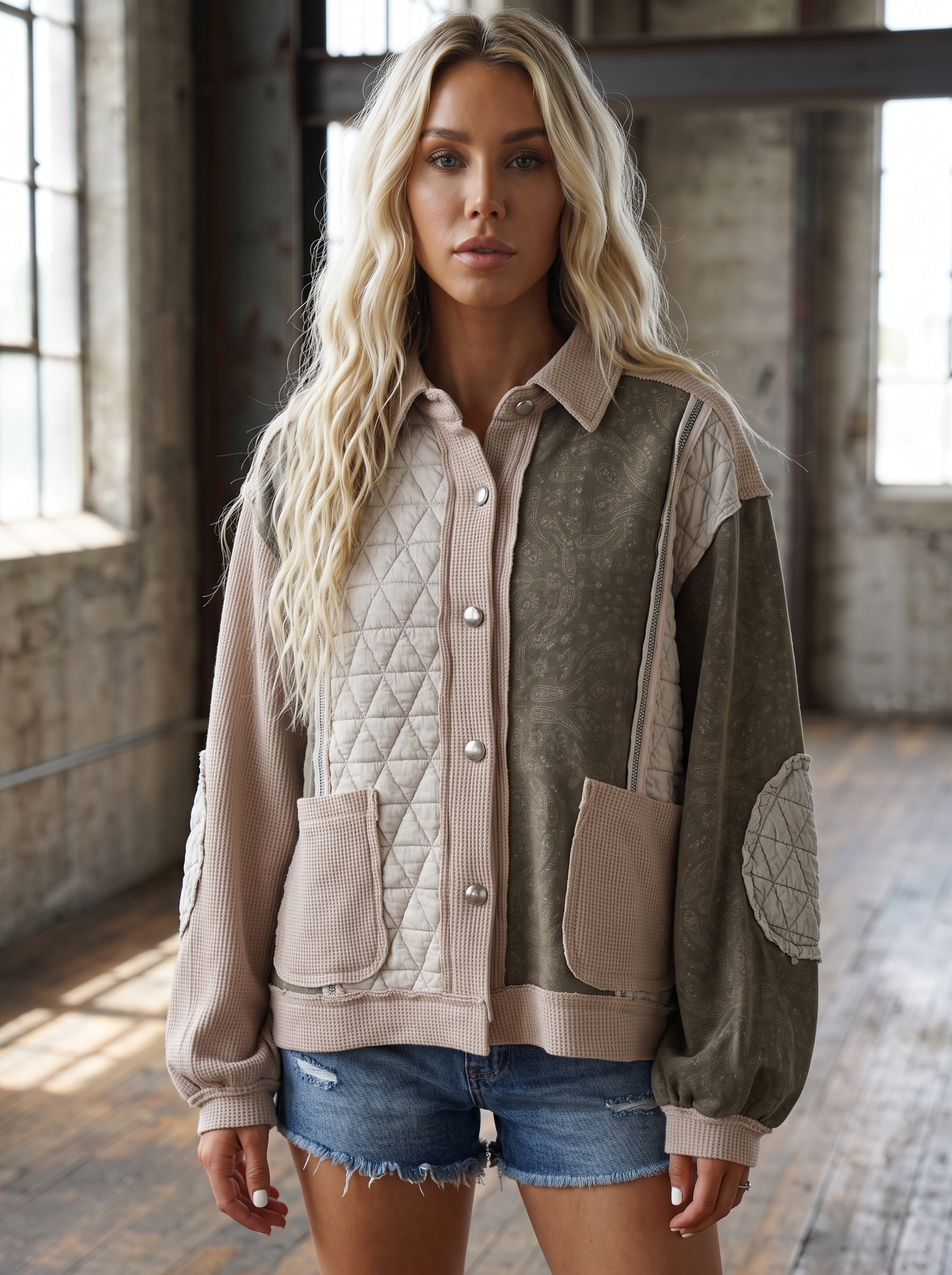 POL Bandana Quilt Shacket