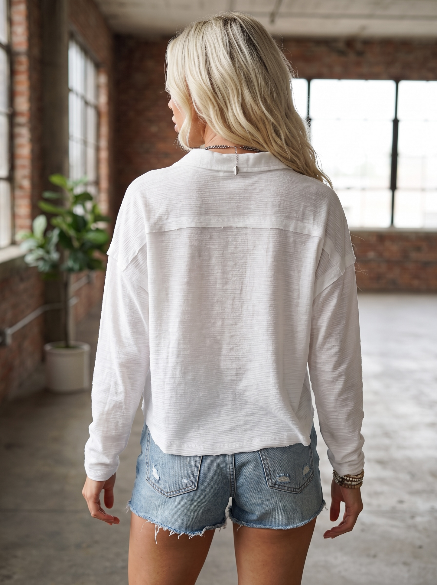 Textured Button Down Top