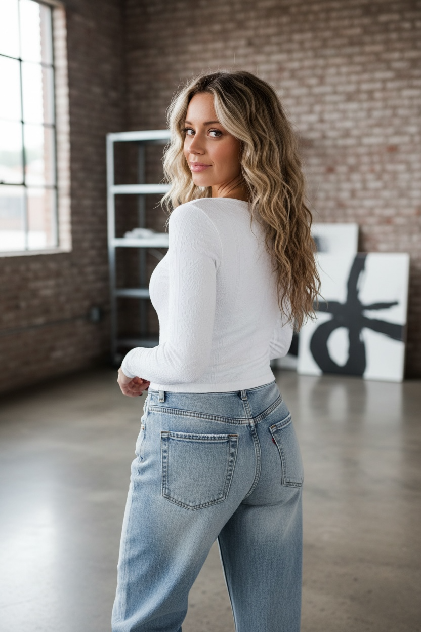 Nikibiki Lace Textured LS Crop Top