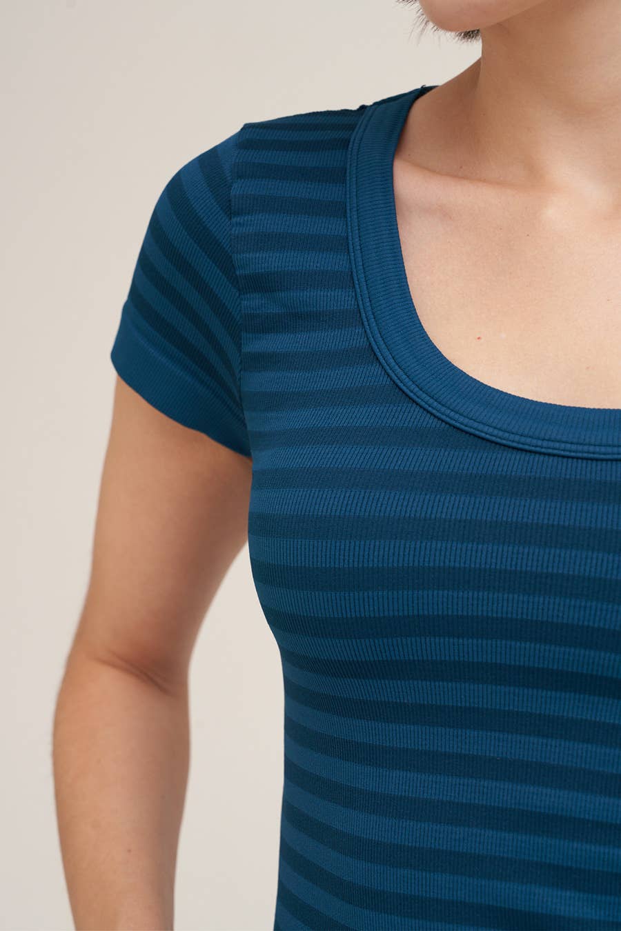 NS8538- Striped Scoop Neck Top