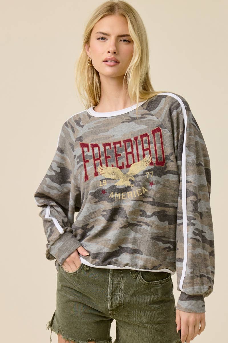 Free Bird America 1977 Graphic L/S Vintage Rib Knit Pullover
