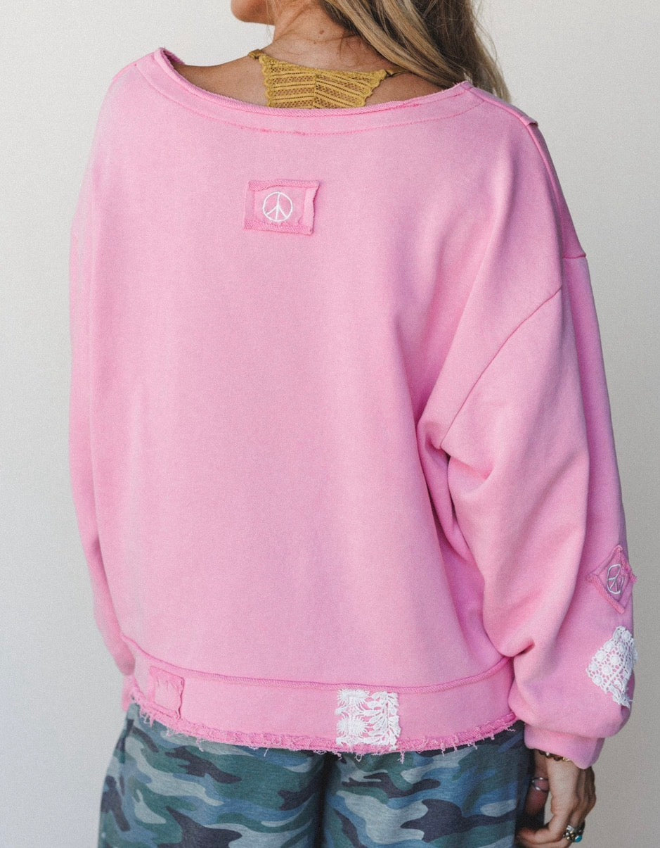 POL Patch Cross Cropped Sweatshirt
