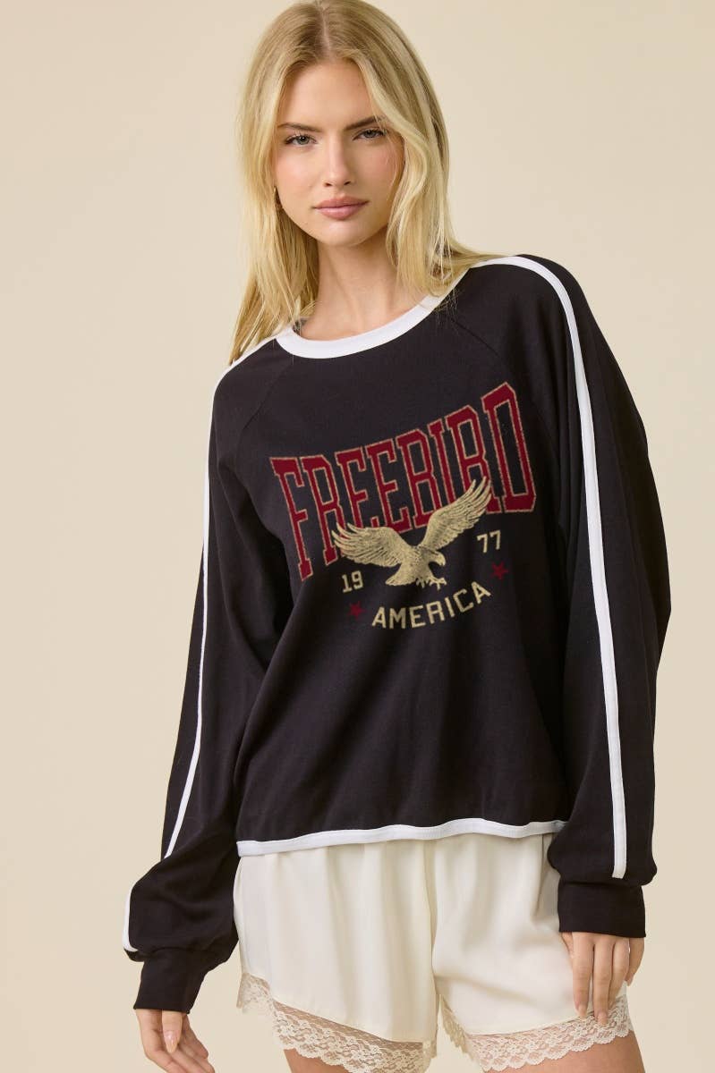 Free Bird America 1977 Graphic L/S Vintage Rib Knit Pullover