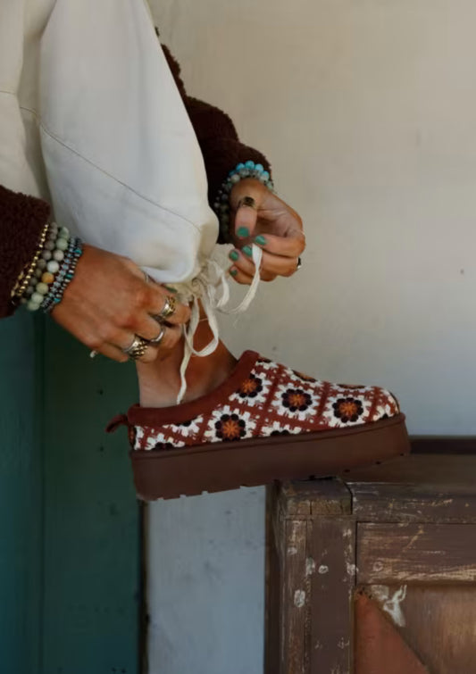 Crochet Tile Platform Slippers