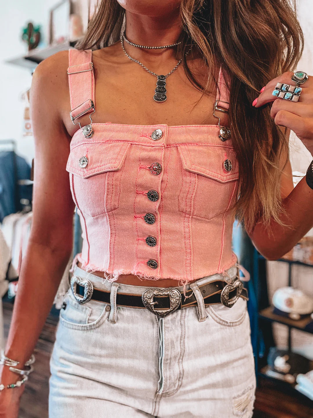 Cropped Denim Tank