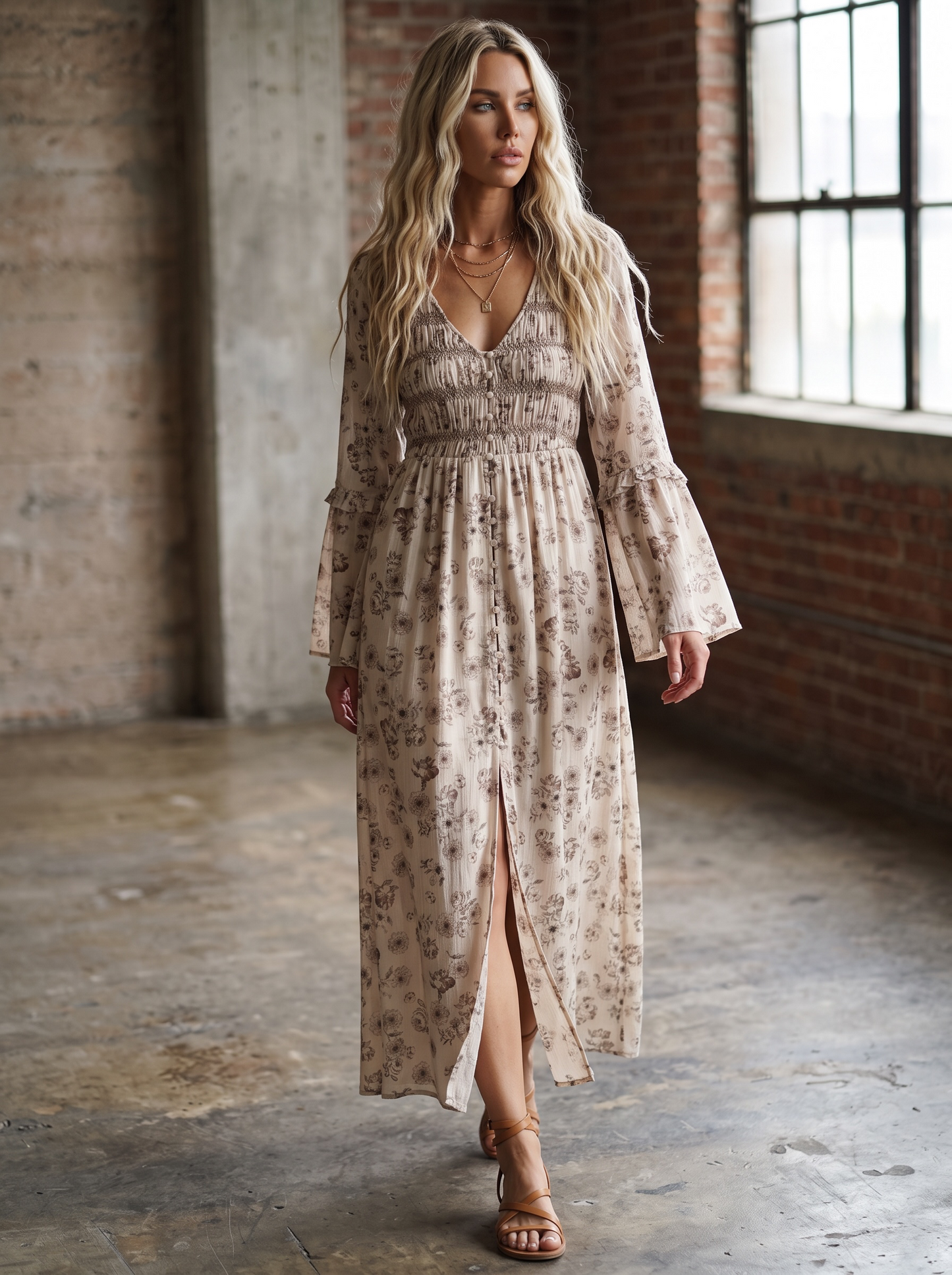 Promesa Floral Smocked Midi Dress