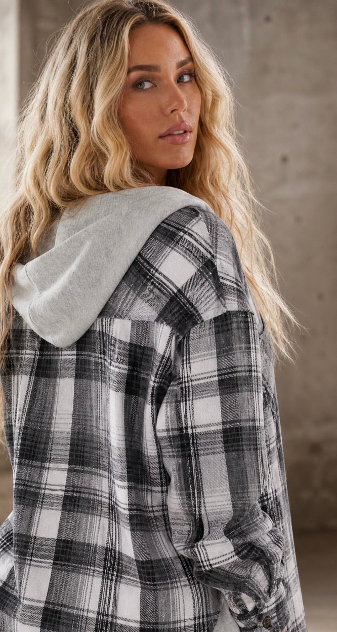 Very J Plaid Hoodie