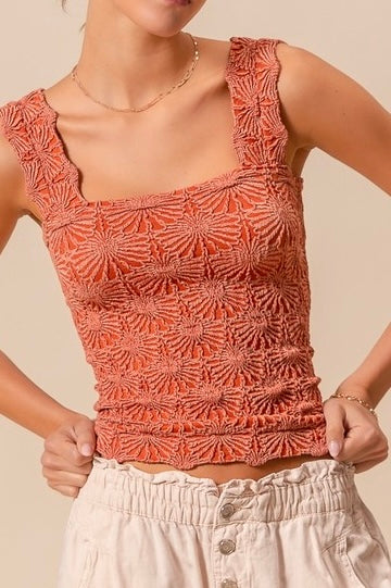 Floral Jacquard Seamless Tank Top