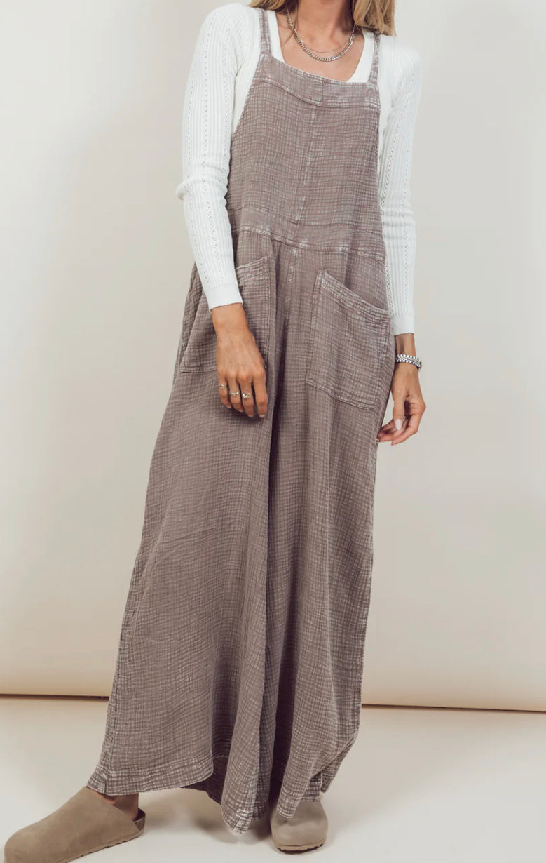 Easel Mushroom Textured Jumpsuit