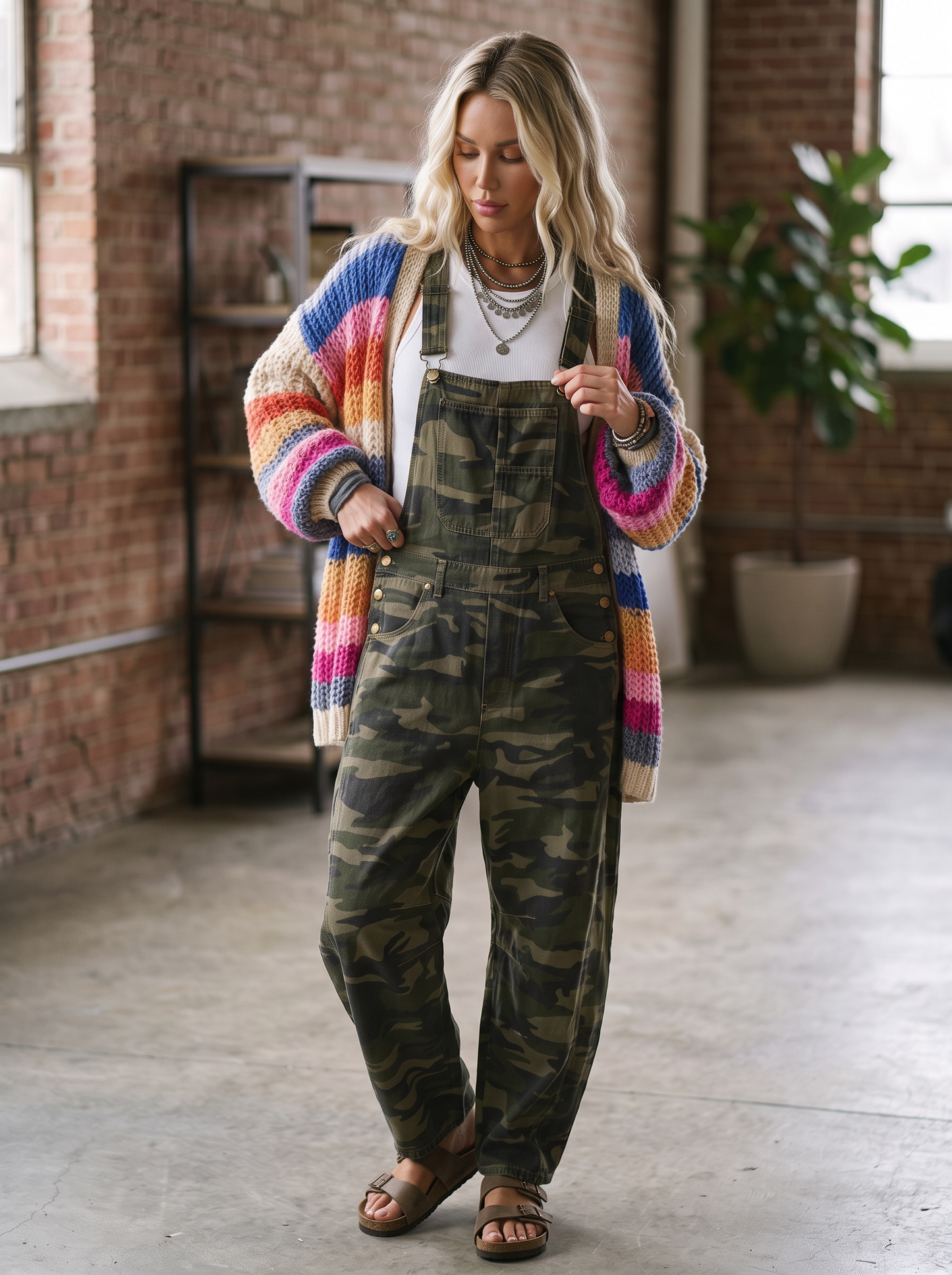 PREORDER - Camo Denim Barrel Overalls