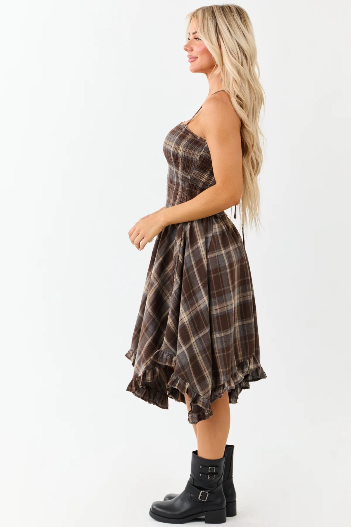 Plaid Ruffled Tiered Dress