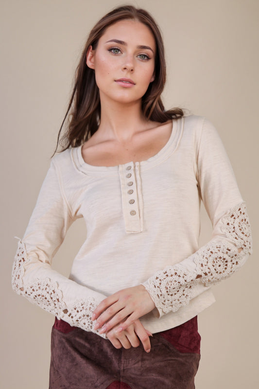 Very J Crochet Sleeve Henley