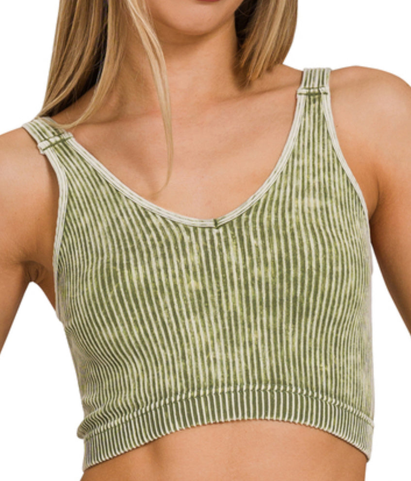 Ribbed V-Neck Crop Brami