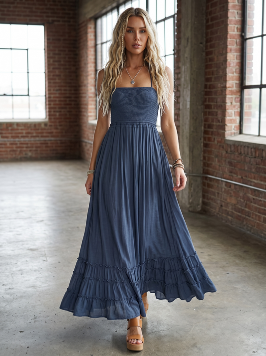 Smocked Strap Back Maxi Dress