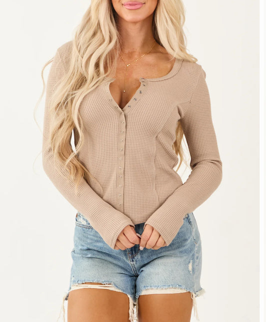 Very J Waffle Knit Top