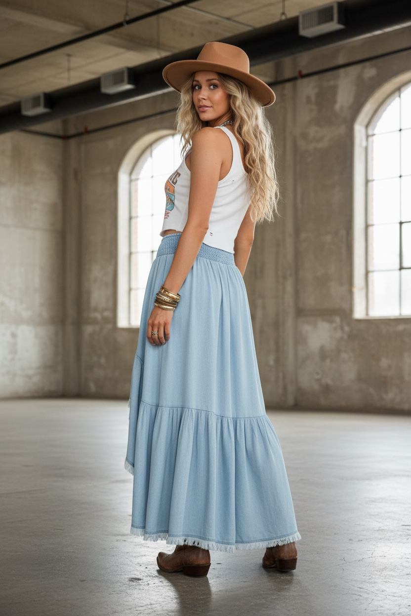 Promesa Tencel Denim Maxi Skirt