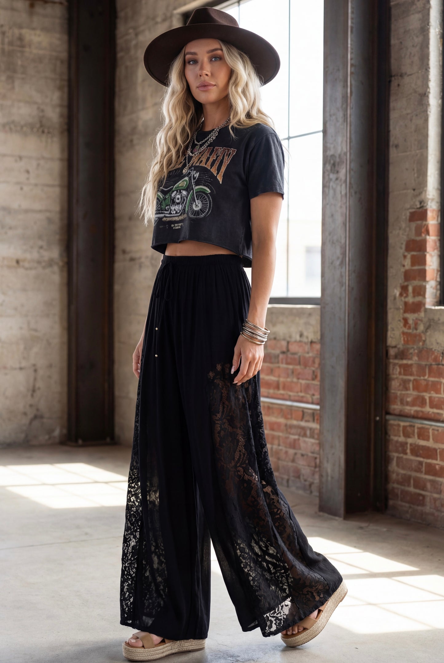 Angie Lace Panel Pants