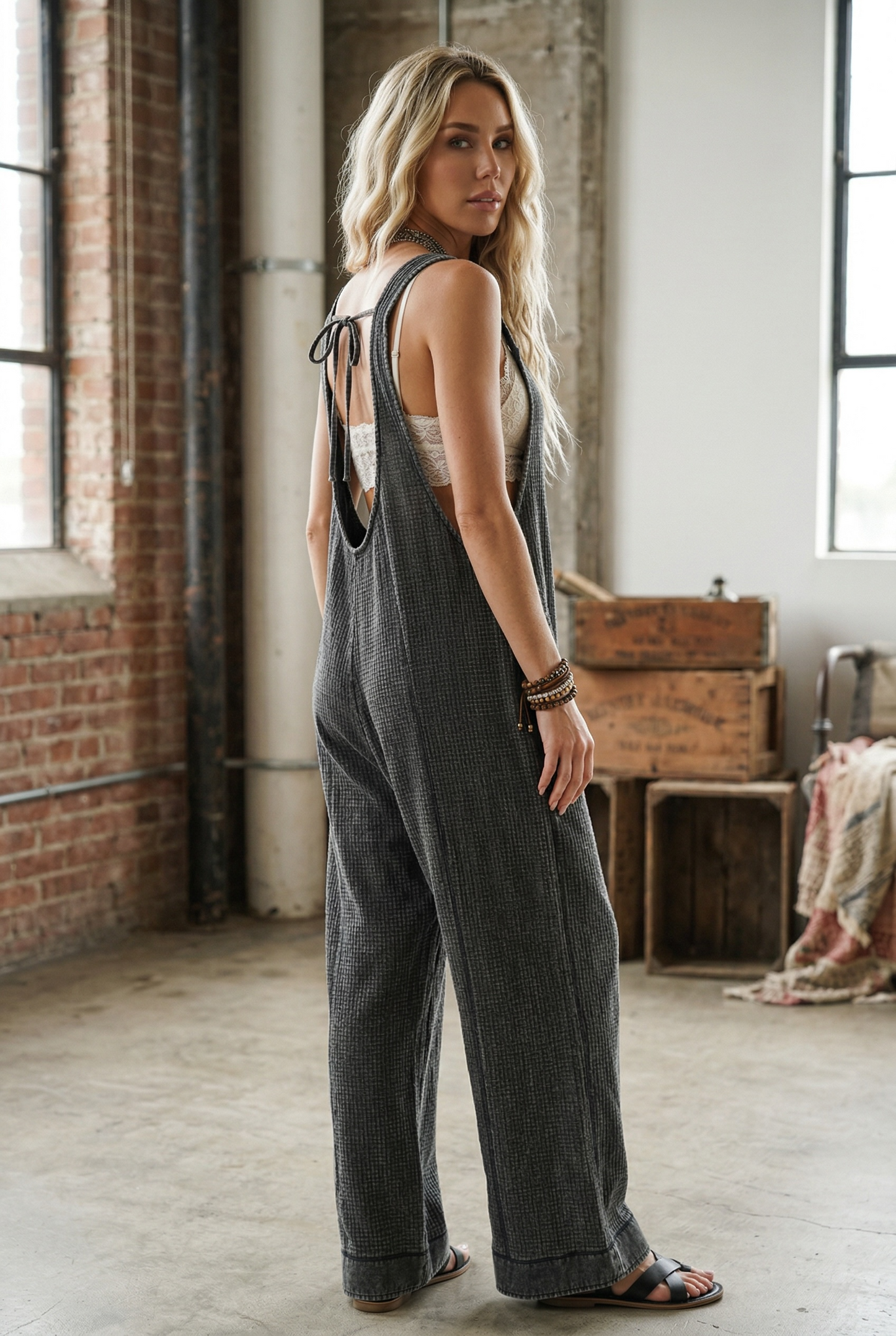 Gauze Textured Jumpsuit