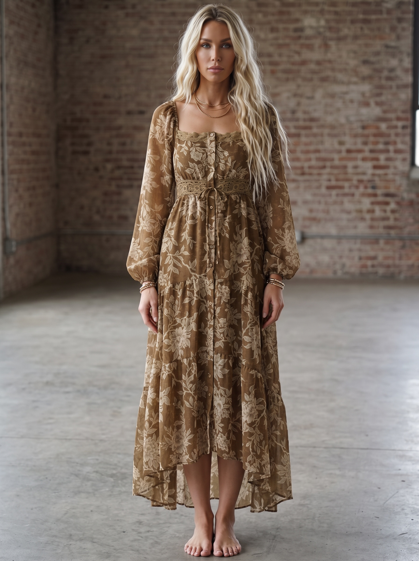 Promesa Floral Button-Front Maxi Dress