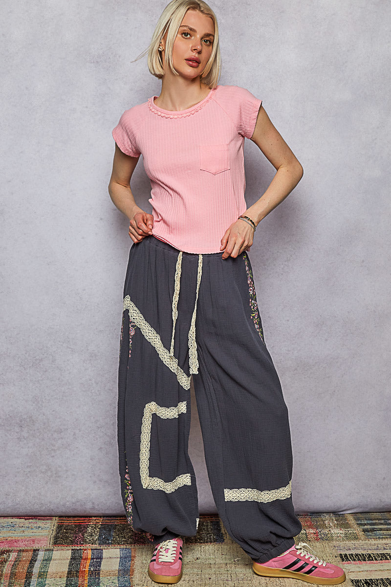 POL Floral Embroidered Jogger
