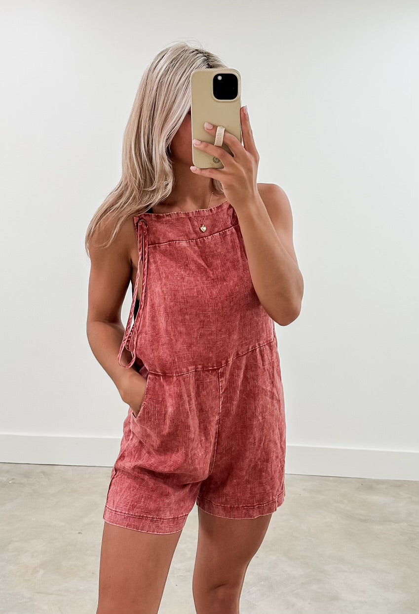 Washed Tie Strap Romper