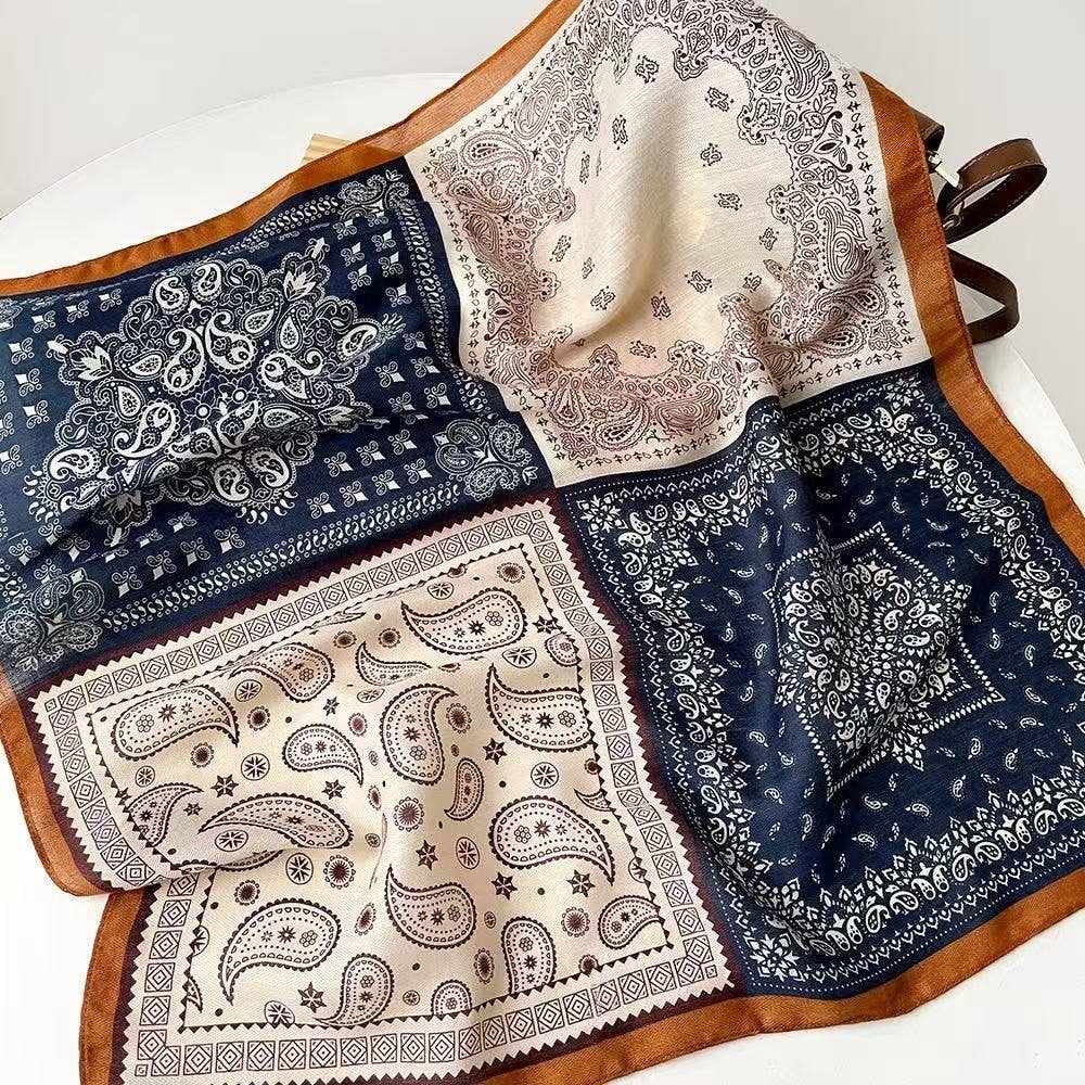 Patchwork Paisley Bandana Printed Square Scarf | 40SC761