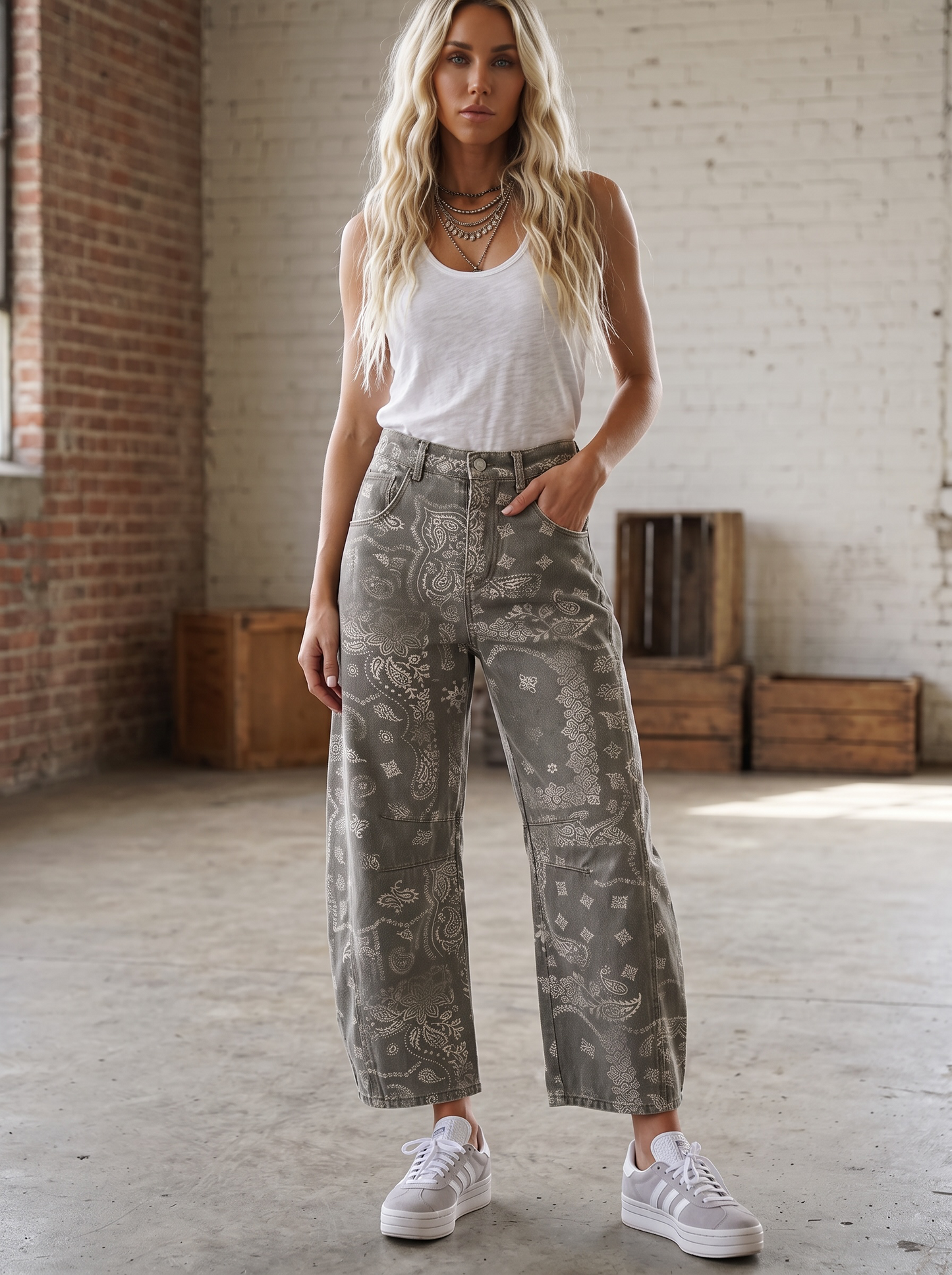 Eesome Bandana Barrel Jeans