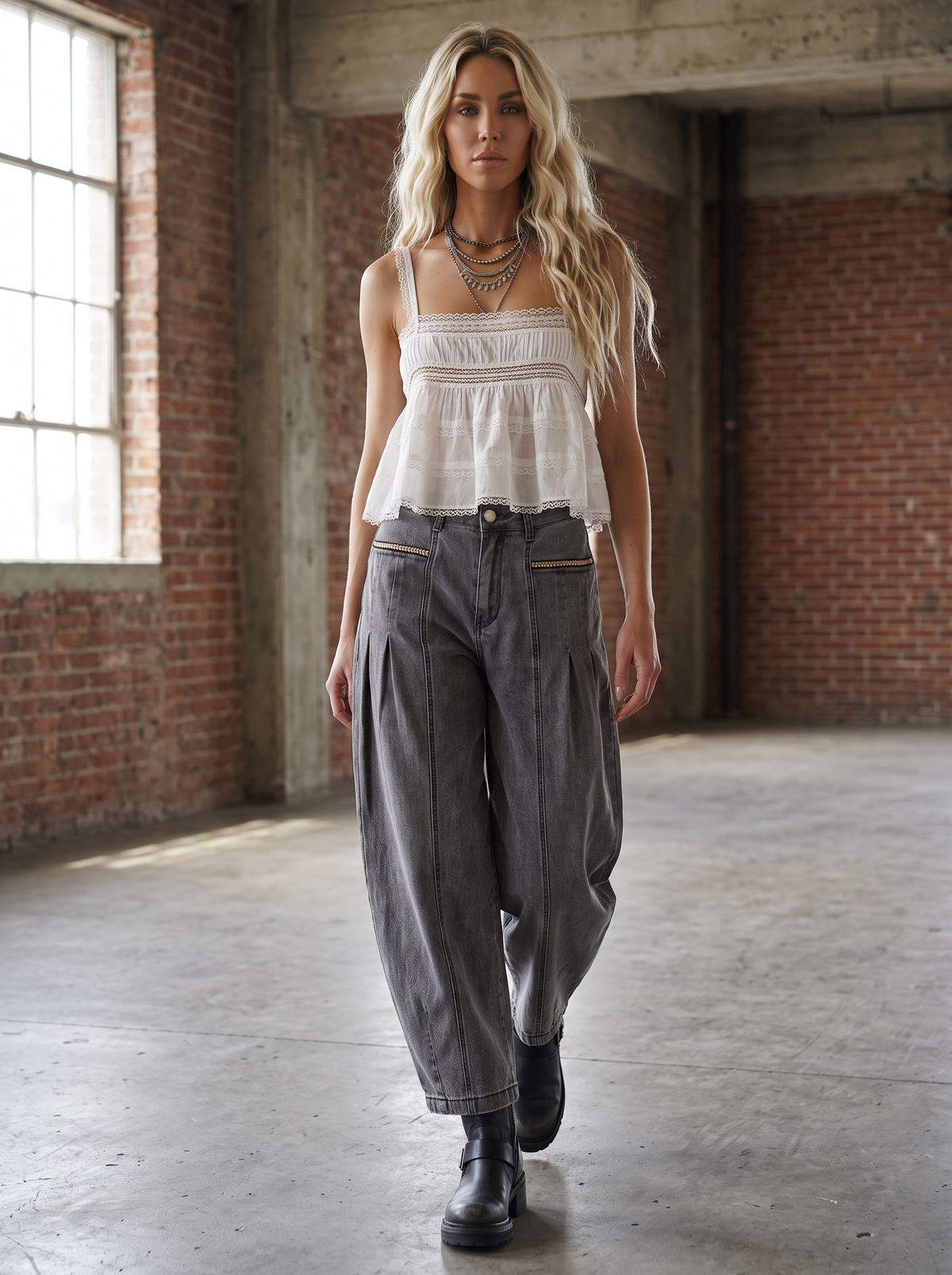 Easel Astec Trim Barrel Jeans