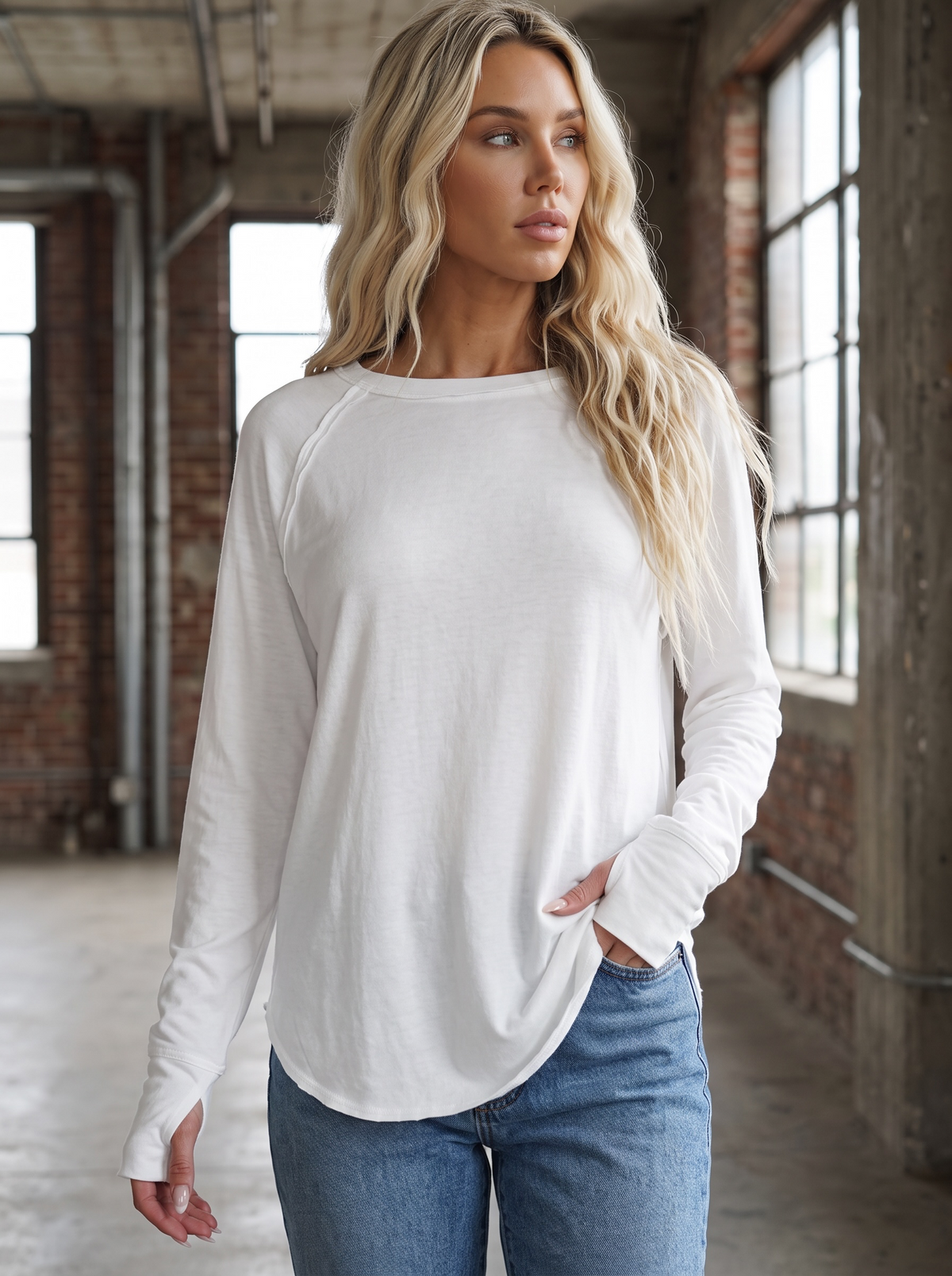 Raglan Sleeve Thumbhole Tee